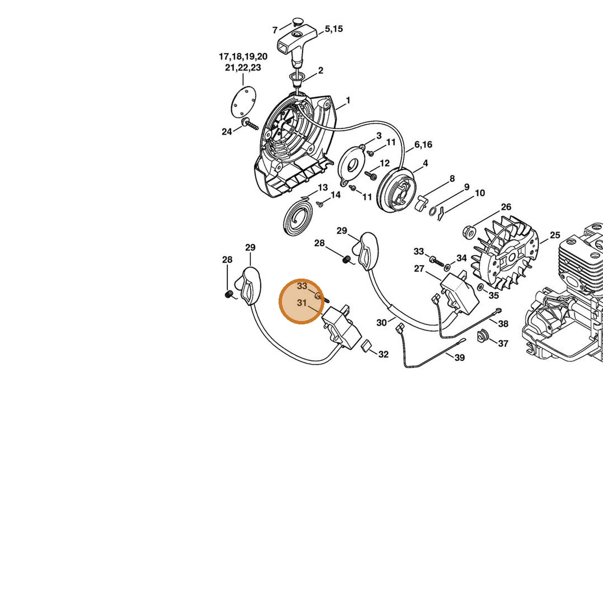 STIHL part 4134-400-1306 — IPL diagram snippet (6x zoom, amber highlight)