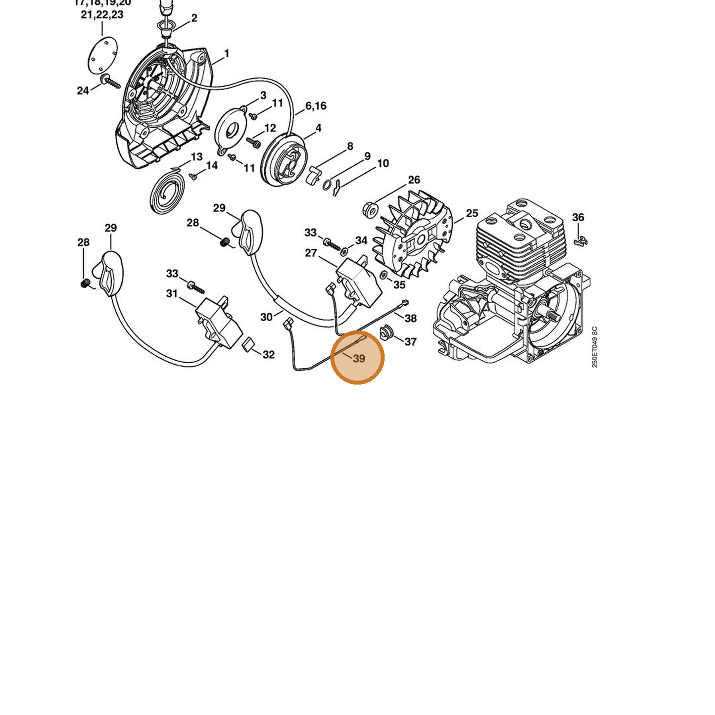 STIHL part 4134-440-1100 — IPL diagram snippet (6x zoom, amber highlight)