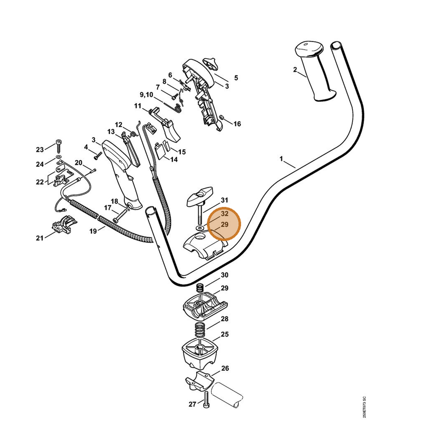 STIHL part 4134-790-3200 — IPL diagram snippet (6x zoom, amber highlight)