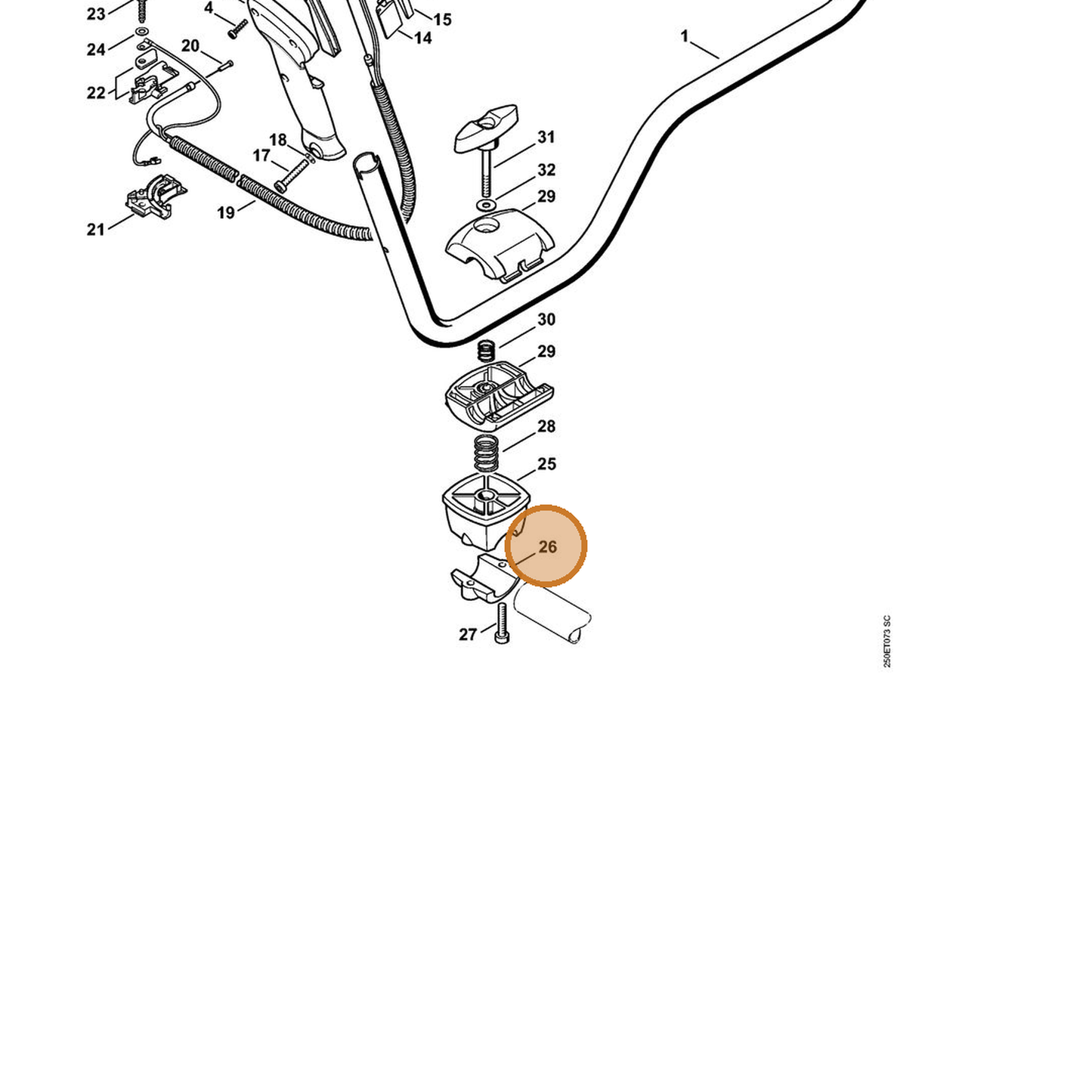 STIHL part 4134-791-0900 — IPL diagram snippet (6x zoom, amber highlight)
