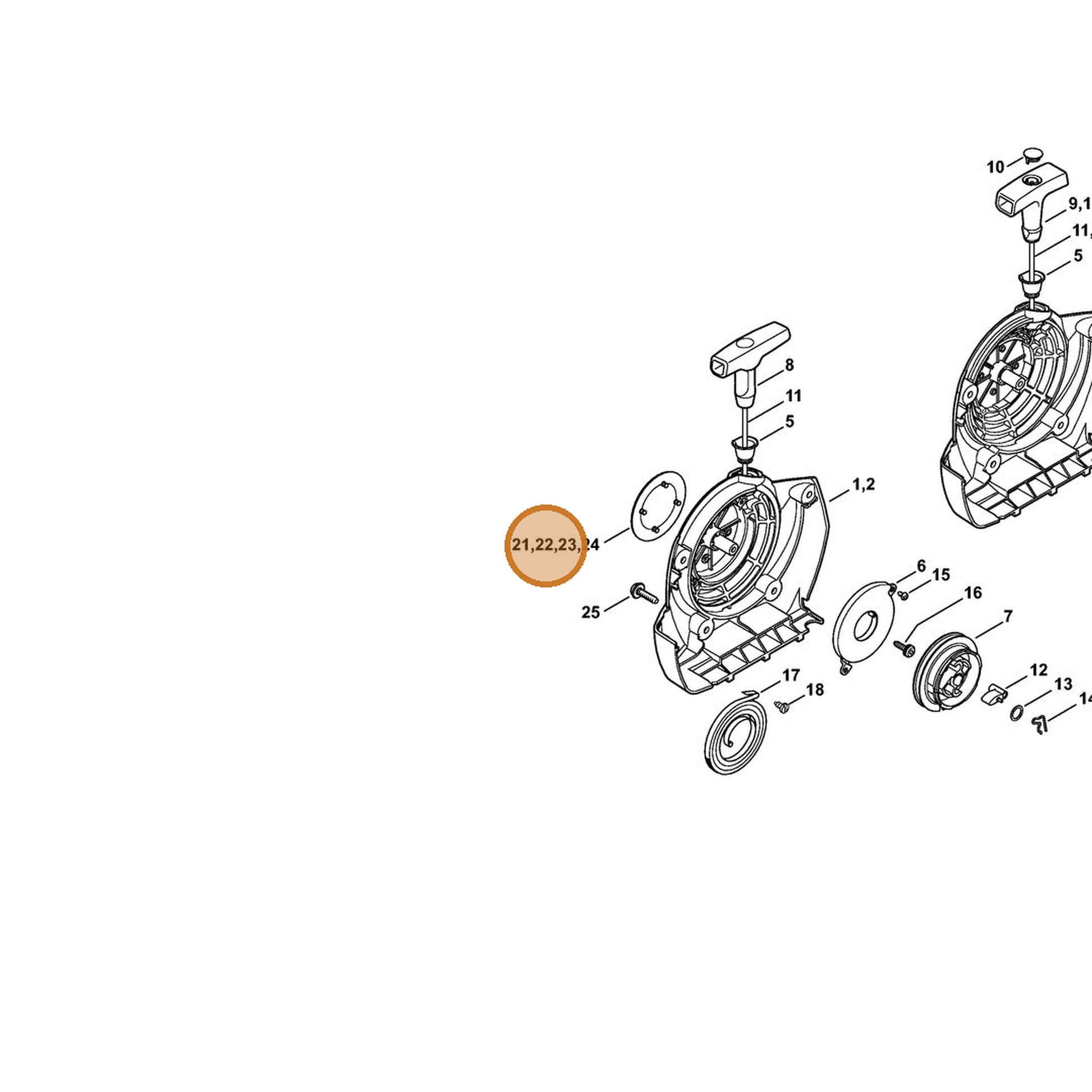STIHL part 4134-967-1507 — IPL diagram snippet (6x zoom, amber highlight)