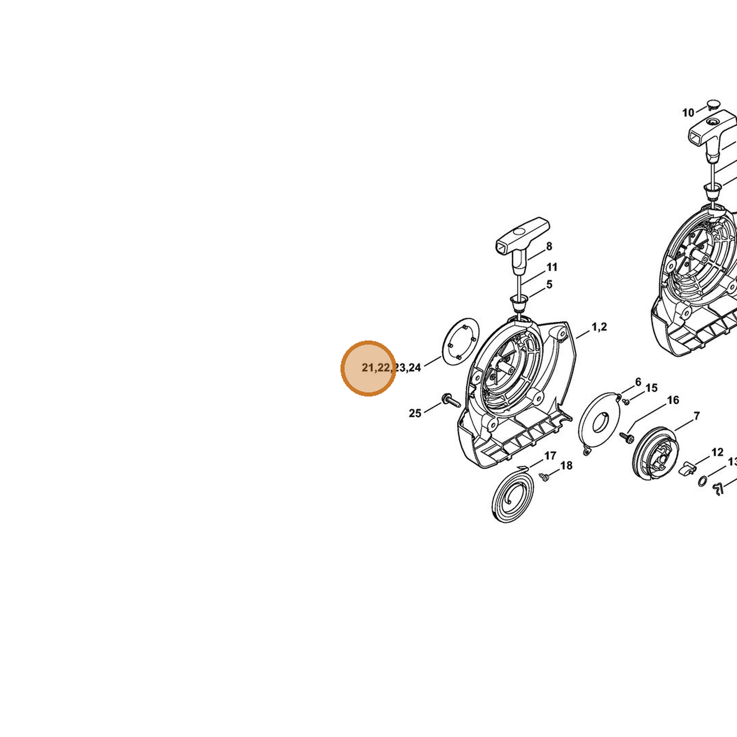STIHL part 4134-967-1509 — IPL diagram snippet (6x zoom, amber highlight)
