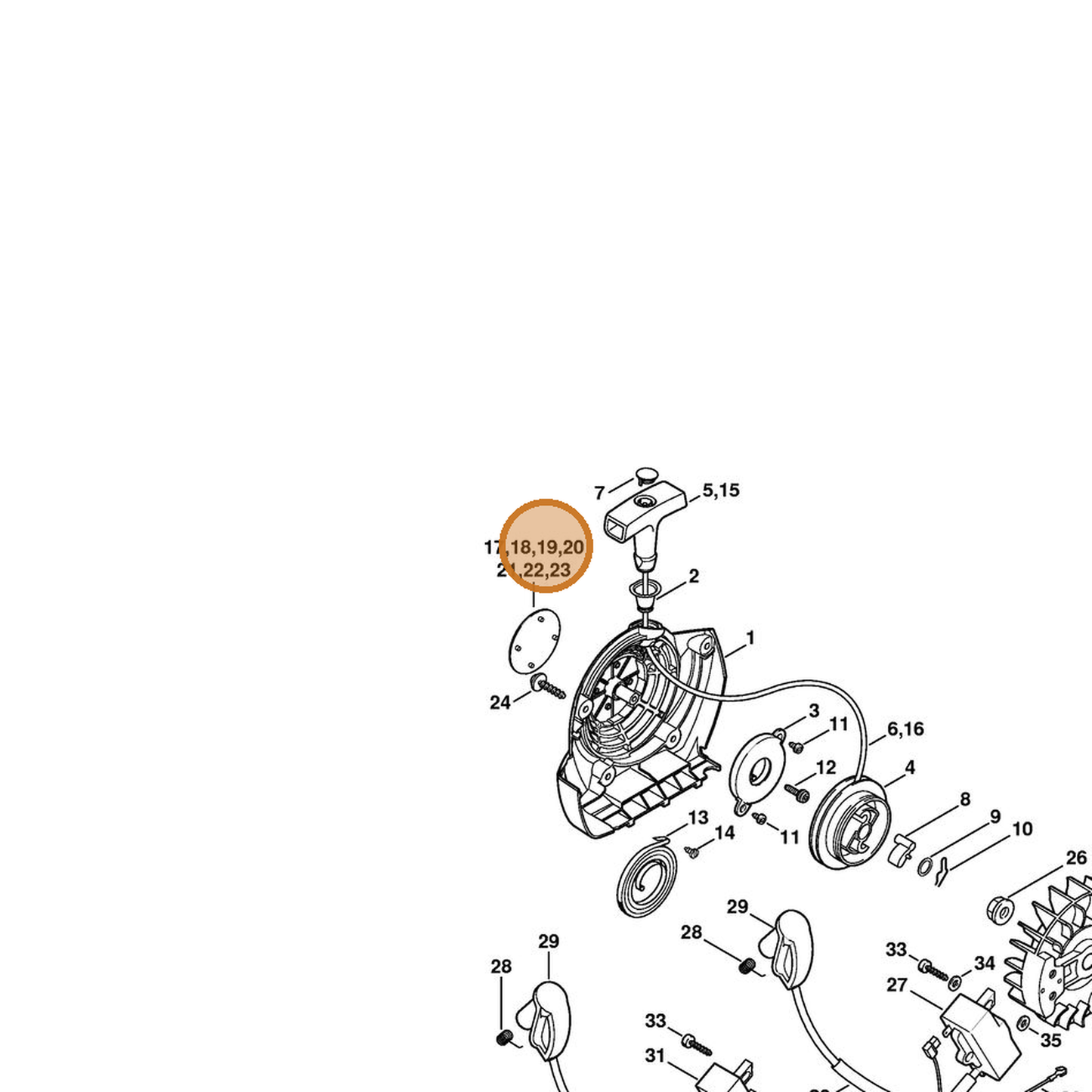 STIHL part 4134-967-1510 — IPL diagram snippet (6x zoom, amber highlight)