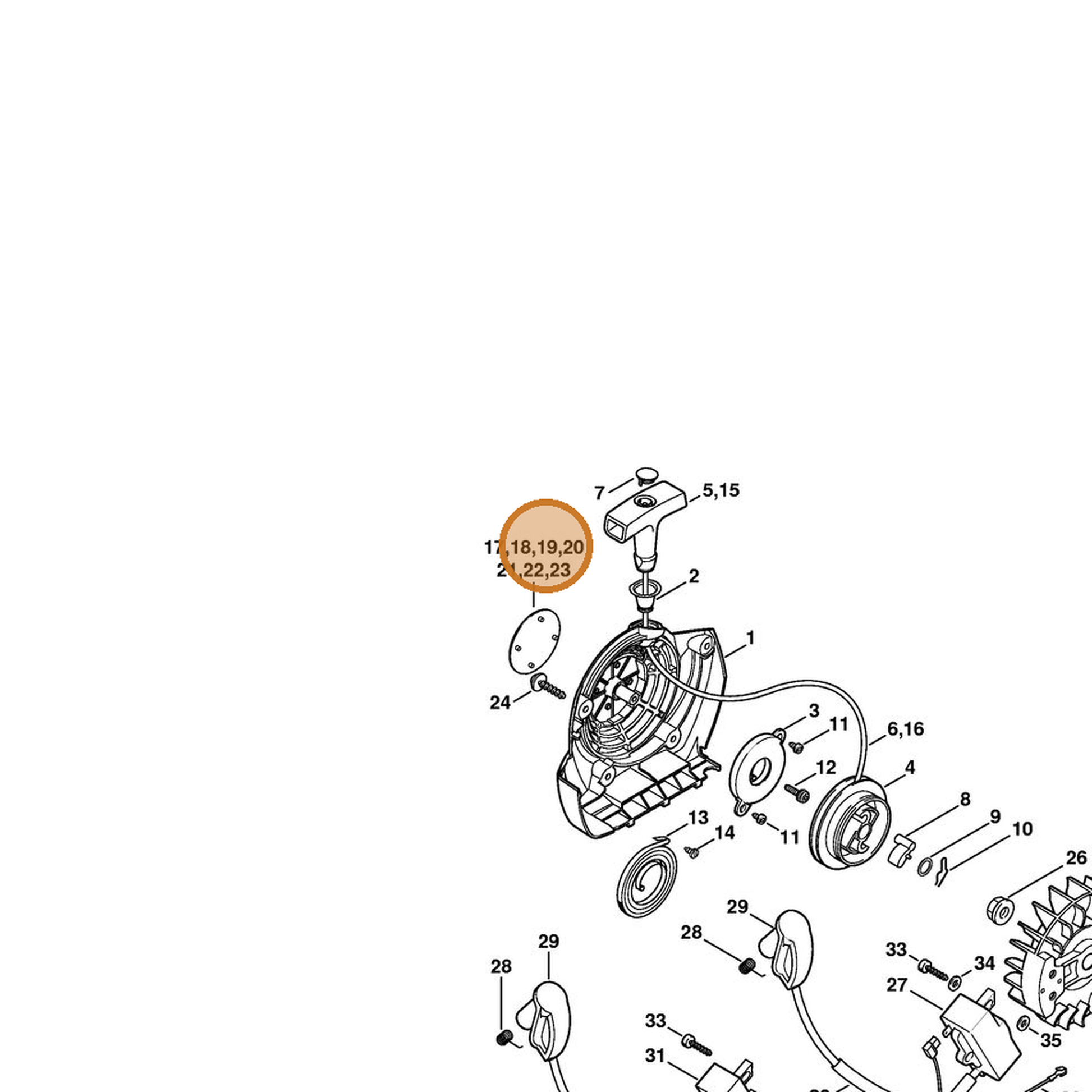 STIHL part 4134-967-1510 — IPL diagram snippet (6x zoom, amber highlight)