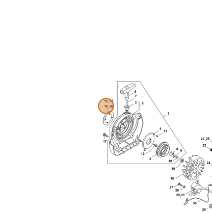 STIHL part 4134-967-1513 — IPL diagram snippet (6x zoom, amber highlight)