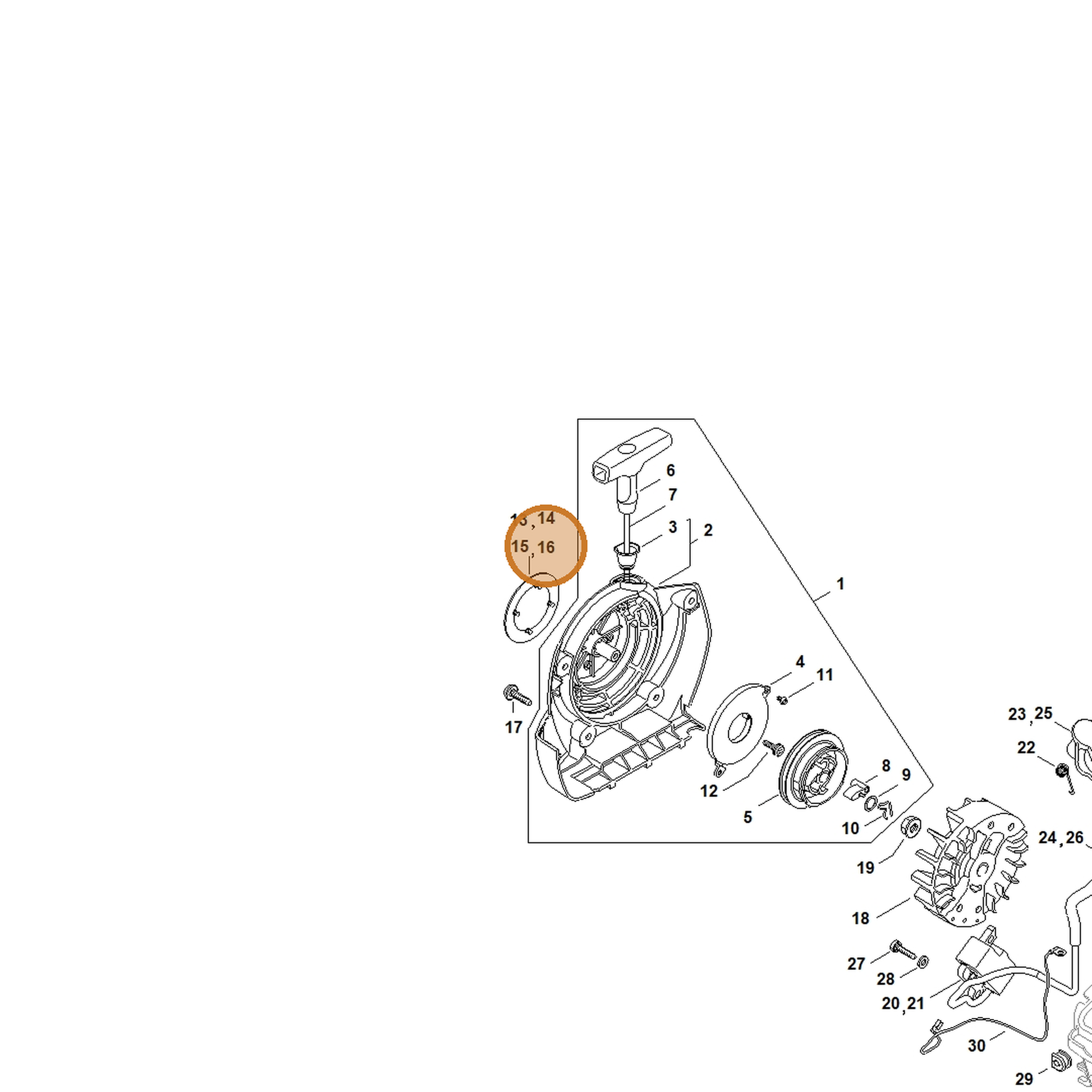 STIHL part 4134-967-1531 — IPL diagram snippet (6x zoom, amber highlight)