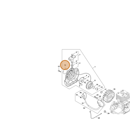 STIHL part 4134-967-1538 — IPL diagram snippet (6x zoom, amber highlight)