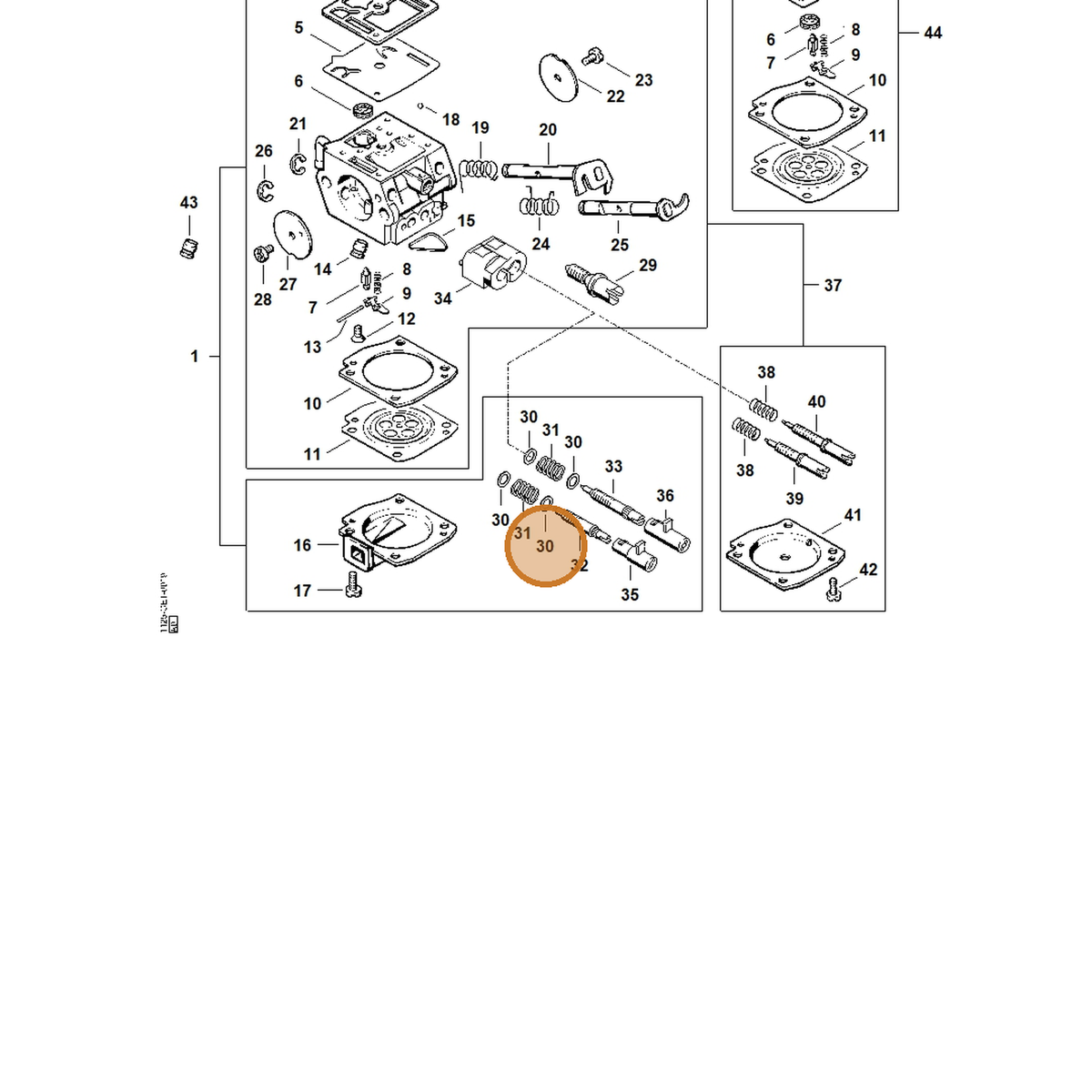 STIHL part 4135-121-8600 — IPL diagram snippet (6x zoom, amber highlight)