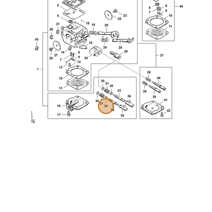 STIHL part 4135-121-8600 — IPL diagram snippet (6x zoom, amber highlight)