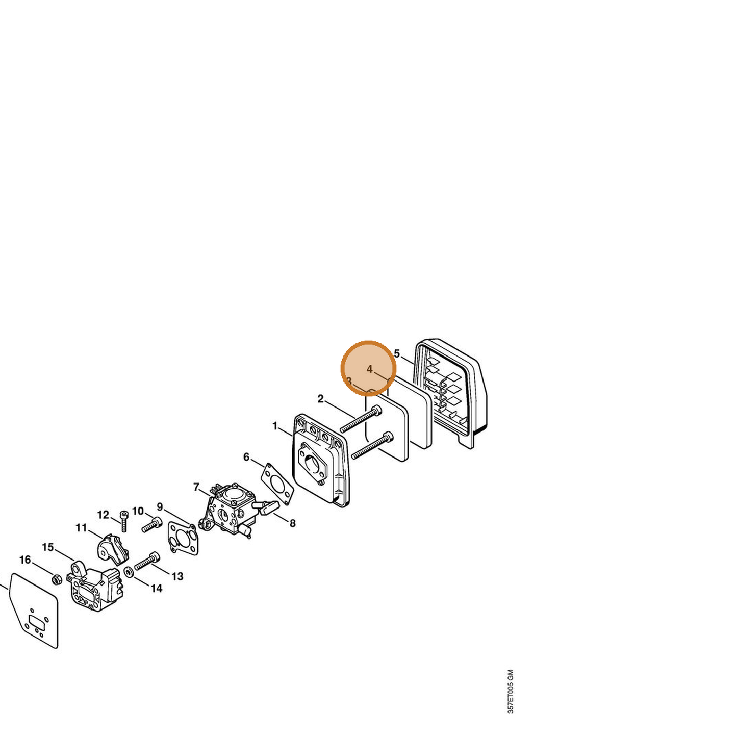 STIHL part 4135-124-1500 — IPL diagram snippet (6x zoom, amber highlight)