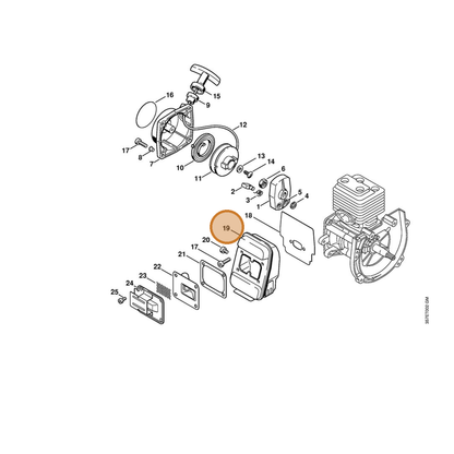 STIHL part 4135-140-0600 — IPL diagram snippet (6x zoom, amber highlight)