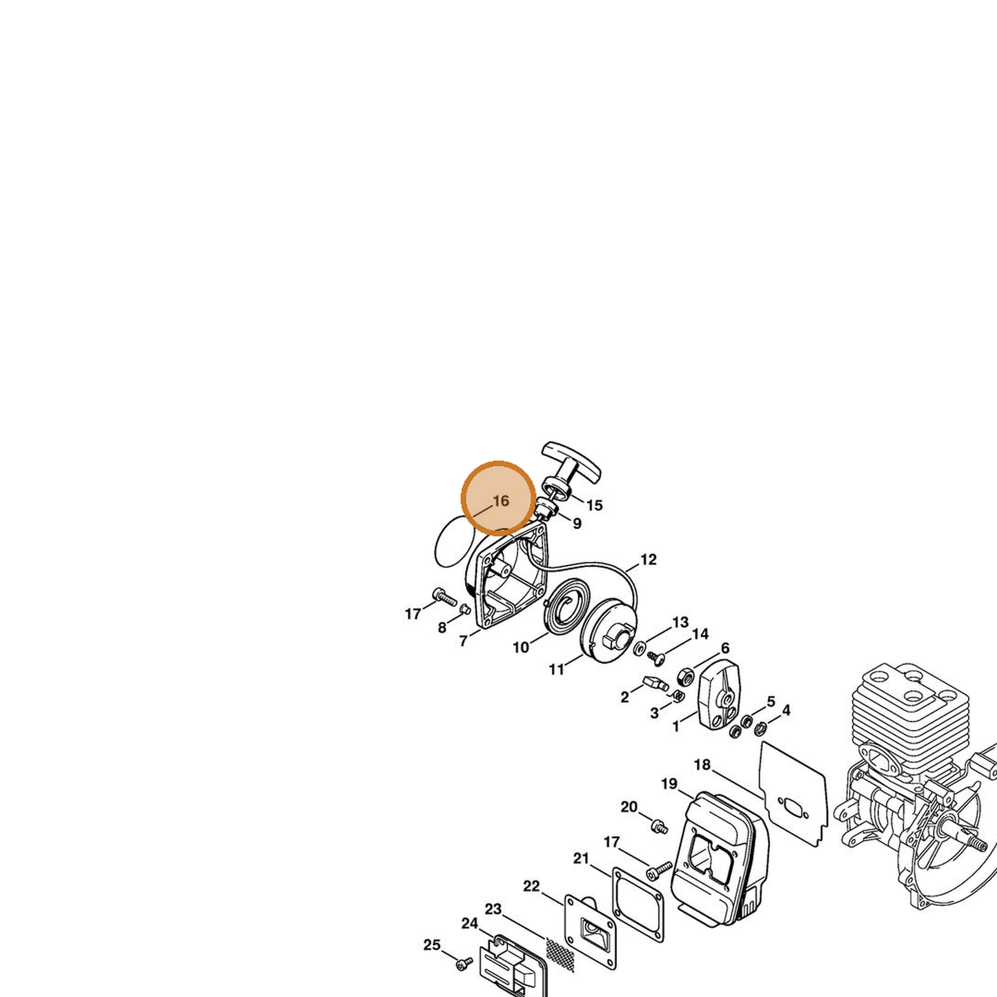 STIHL part 4135-967-1500 — IPL diagram snippet (6x zoom, amber highlight)