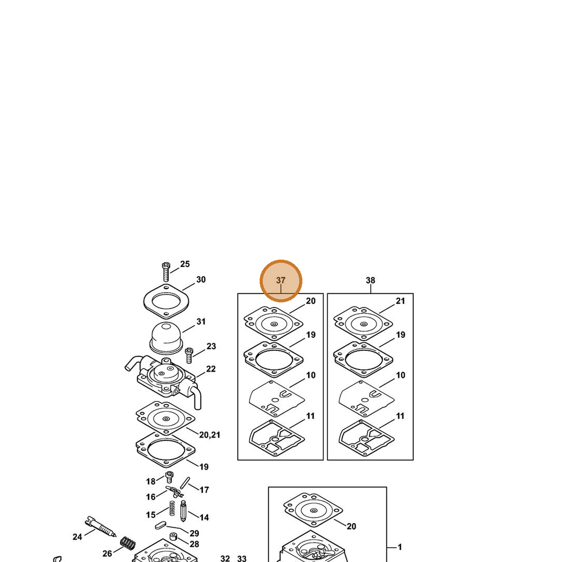STIHL part 4137-007-1700 — IPL diagram snippet (6x zoom, amber highlight)