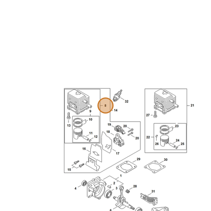 STIHL part 4137-020-1203 — IPL diagram snippet (6x zoom, amber highlight)