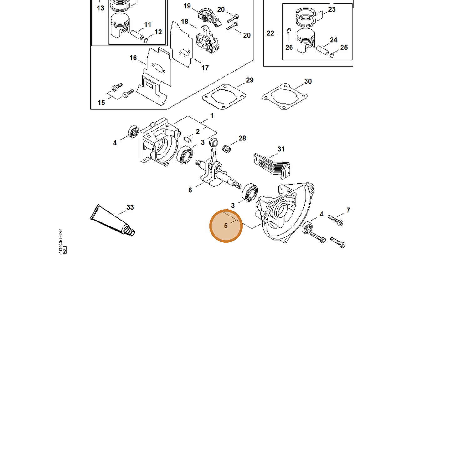 STIHL part 4137-020-2601 — IPL diagram snippet (6x zoom, amber highlight)