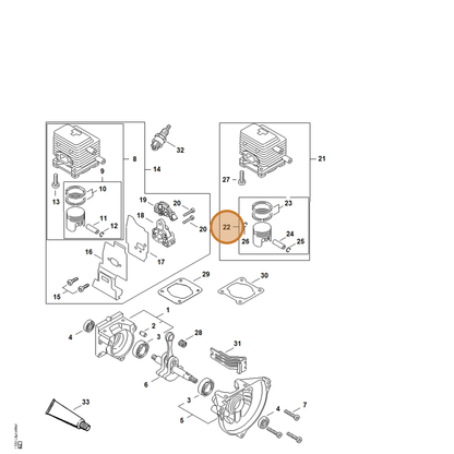 STIHL part 4137-030-2010 — IPL diagram snippet (6x zoom, amber highlight)