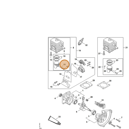 STIHL part 4137-034-1500 — IPL diagram snippet (6x zoom, amber highlight)