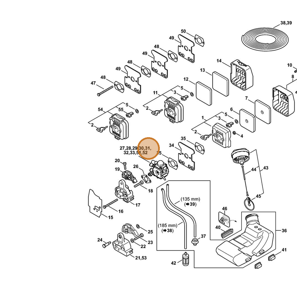 STIHL part 4137-120-0604 — IPL diagram snippet (6x zoom, amber highlight)