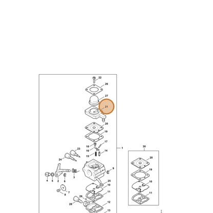 STIHL part 4137-120-2201 — IPL diagram snippet (6x zoom, amber highlight)