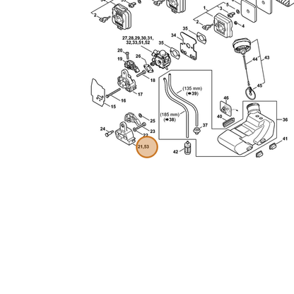 STIHL part 4137-121-1600 — IPL diagram snippet (6x zoom, amber highlight)