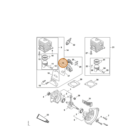 STIHL part 4137-121-1603 — IPL diagram snippet (6x zoom, amber highlight)
