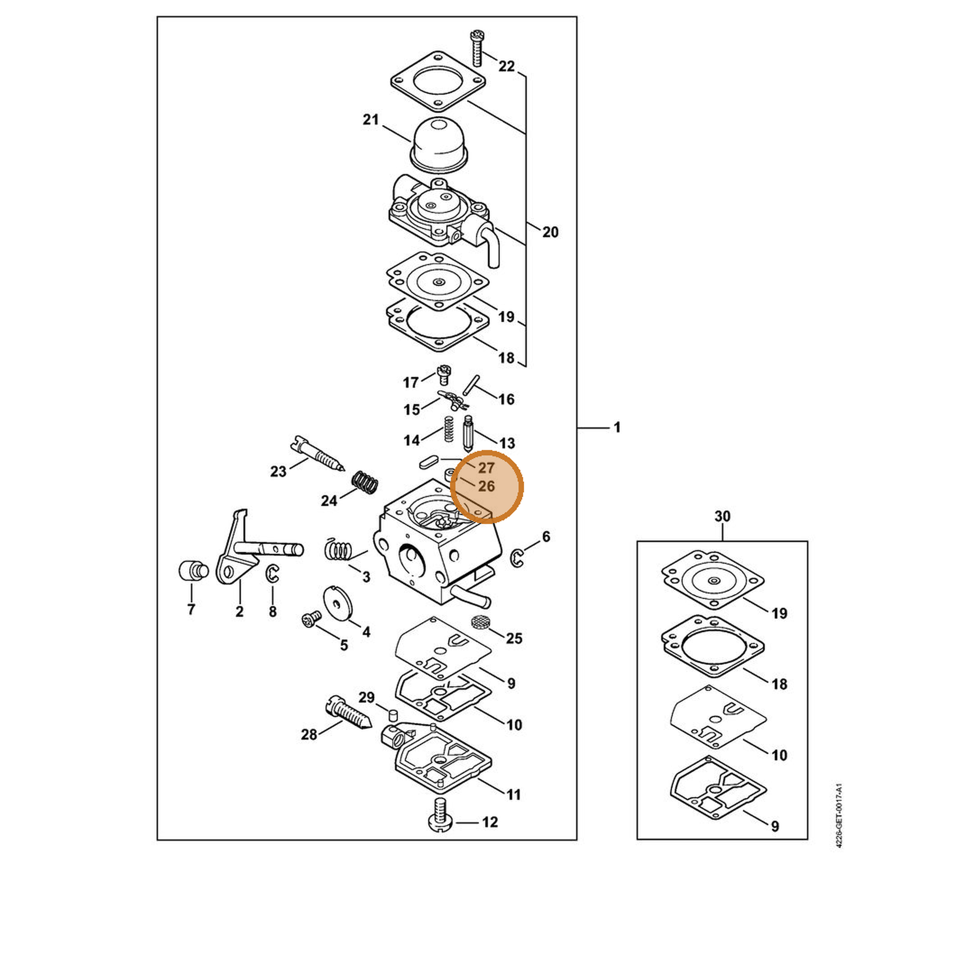 STIHL part 4137-121-5400 — IPL diagram snippet (6x zoom, amber highlight)