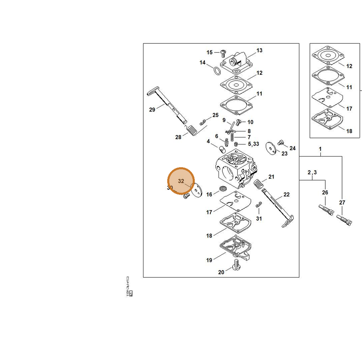 STIHL part 4137-121-5601 — IPL diagram snippet (6x zoom, amber highlight)