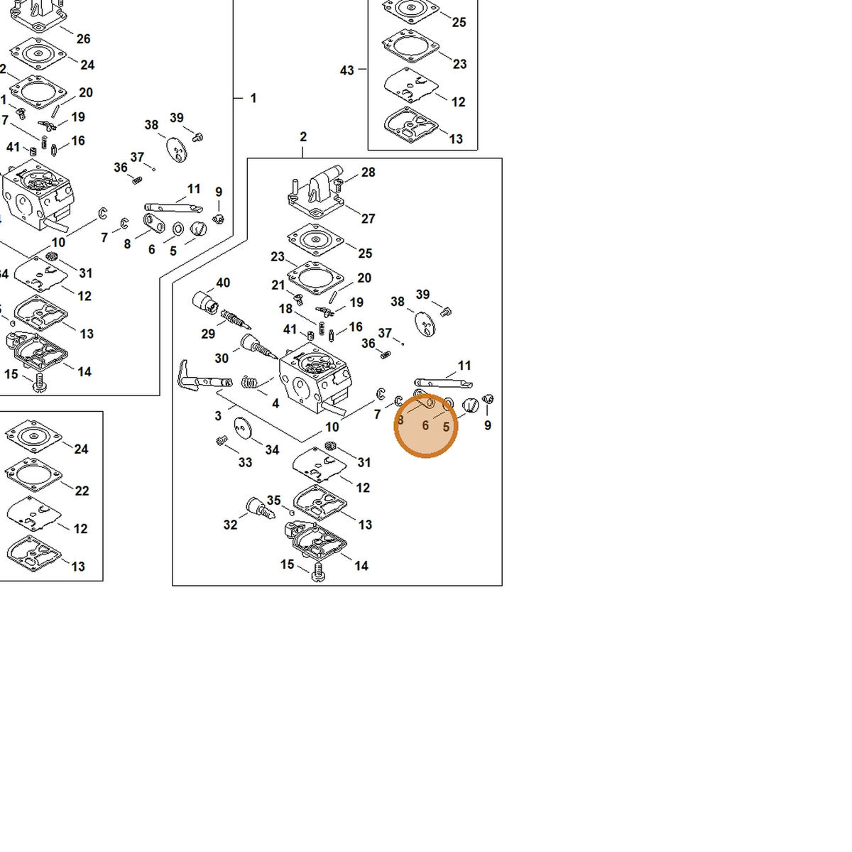 STIHL part 4137-121-8600 — IPL diagram snippet (6x zoom, amber highlight)