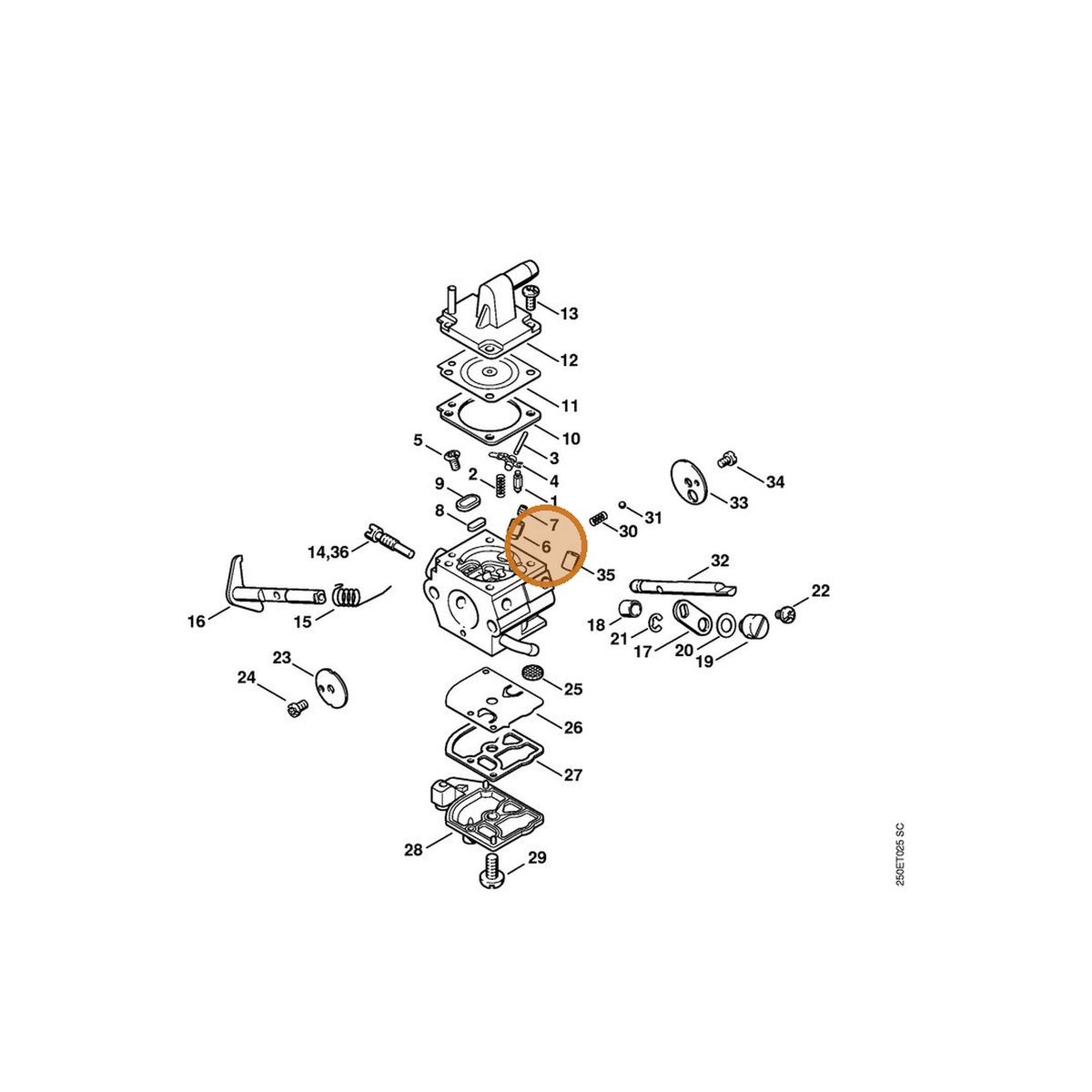 STIHL part 4137-122-5100 — IPL diagram snippet (6x zoom, amber highlight)