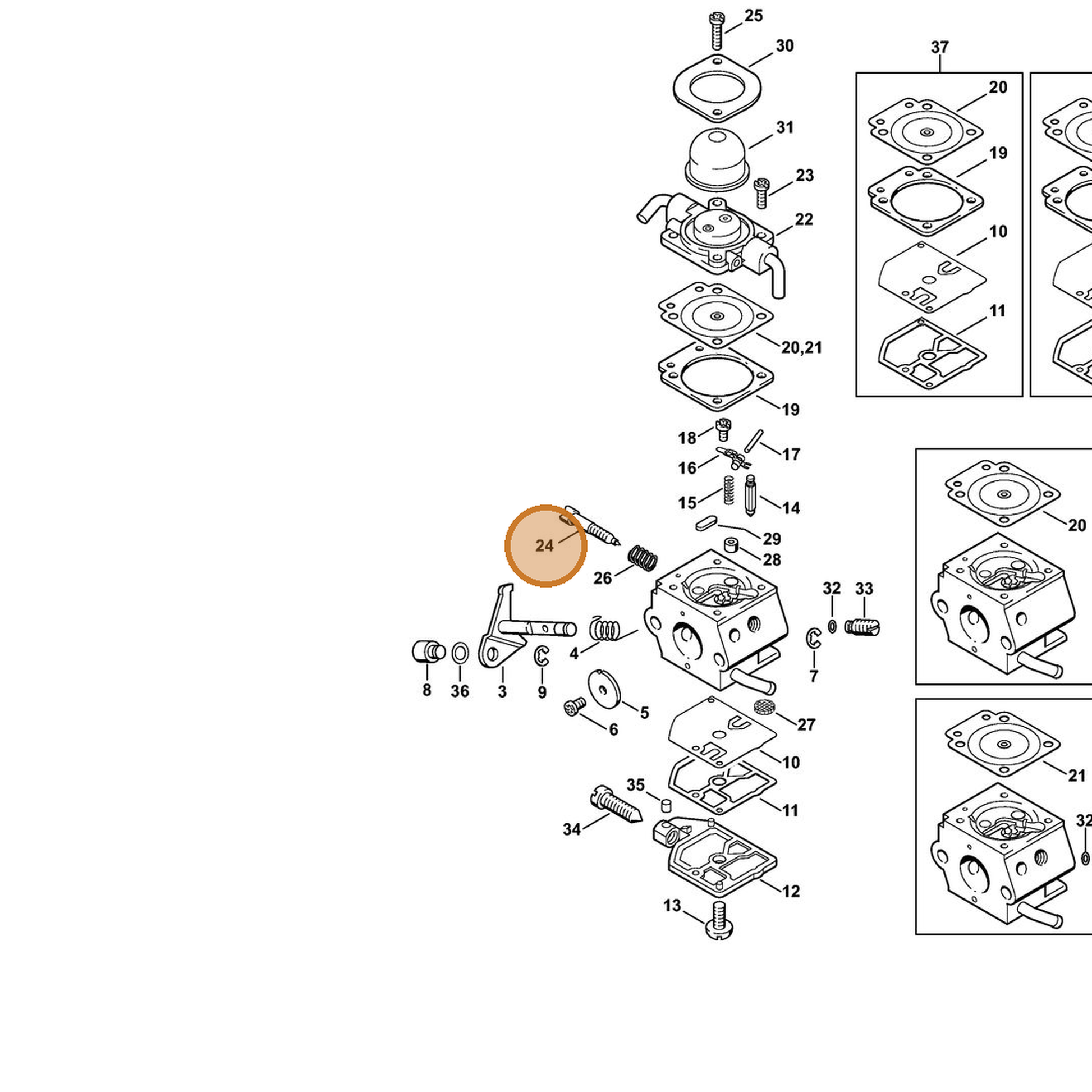 STIHL part 4137-122-6800 — IPL diagram snippet (6x zoom, amber highlight)