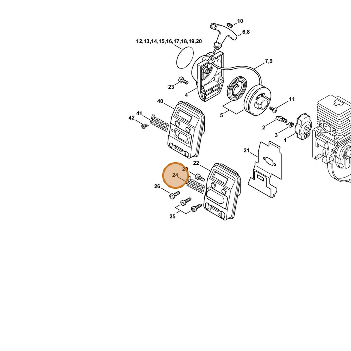 STIHL part 4137-141-9000 — IPL diagram snippet (6x zoom, amber highlight)
