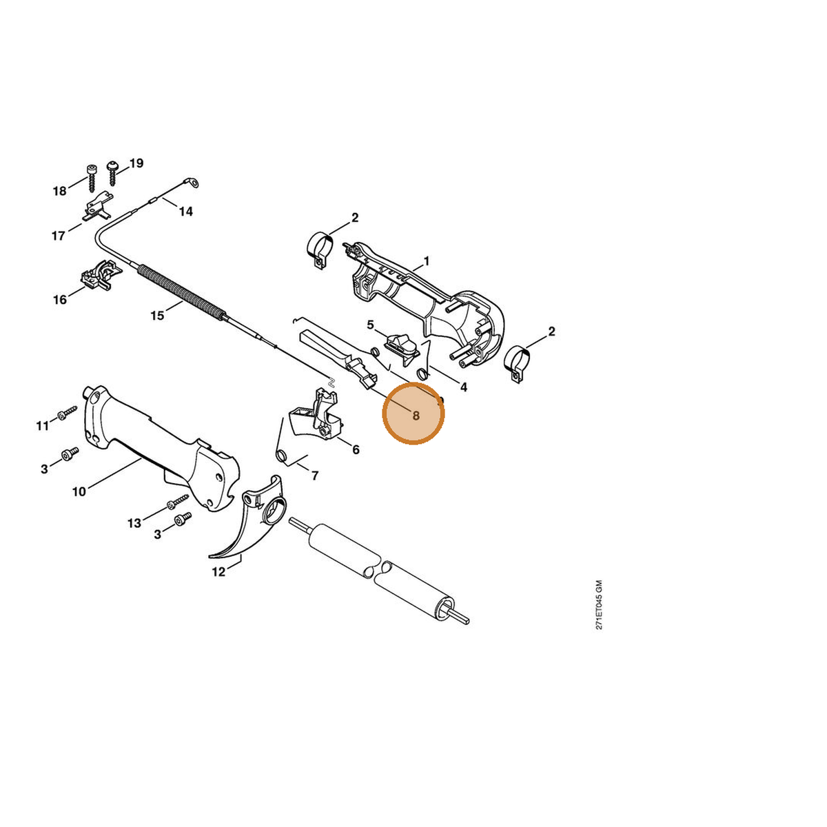 STIHL part 4137-182-0801 — IPL diagram snippet (6x zoom, amber highlight)