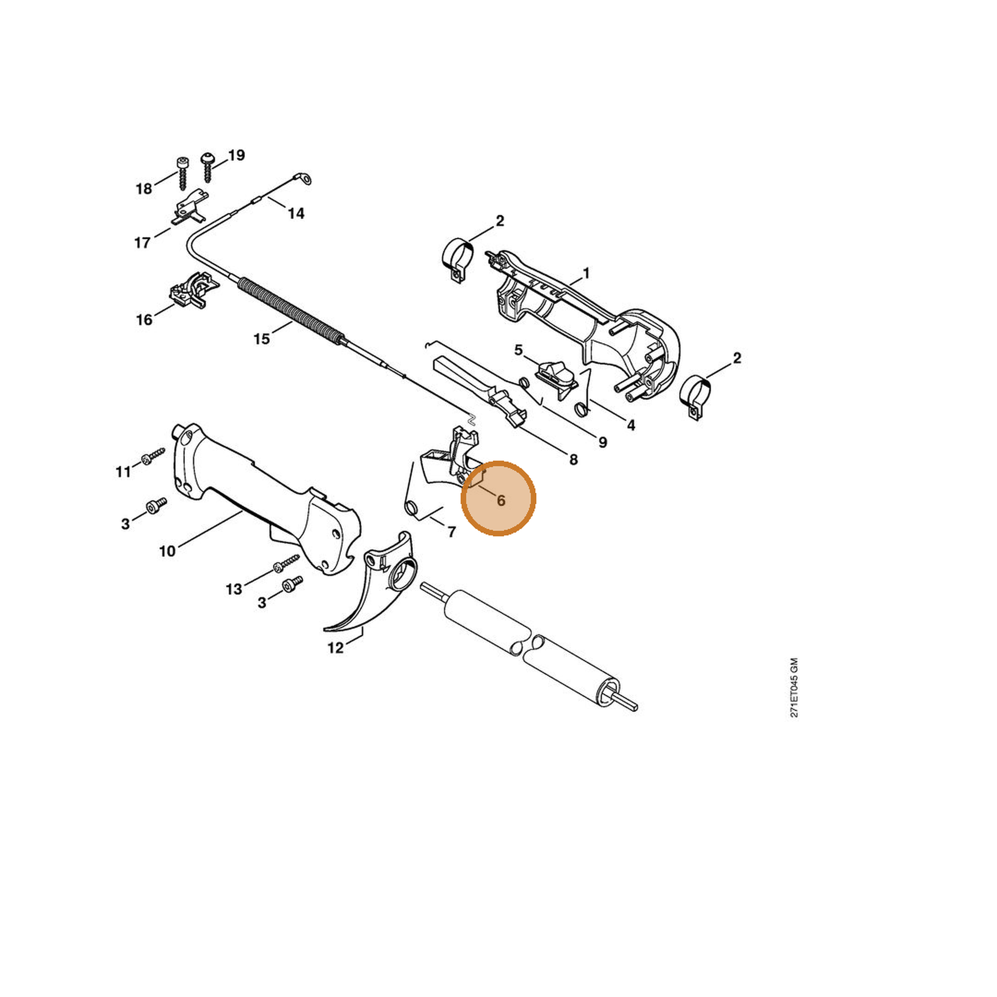 STIHL part 4137-182-1000 — IPL diagram snippet (6x zoom, amber highlight)