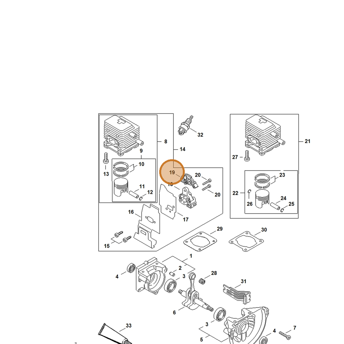 STIHL part 4137-182-7600 — IPL diagram snippet (6x zoom, amber highlight)