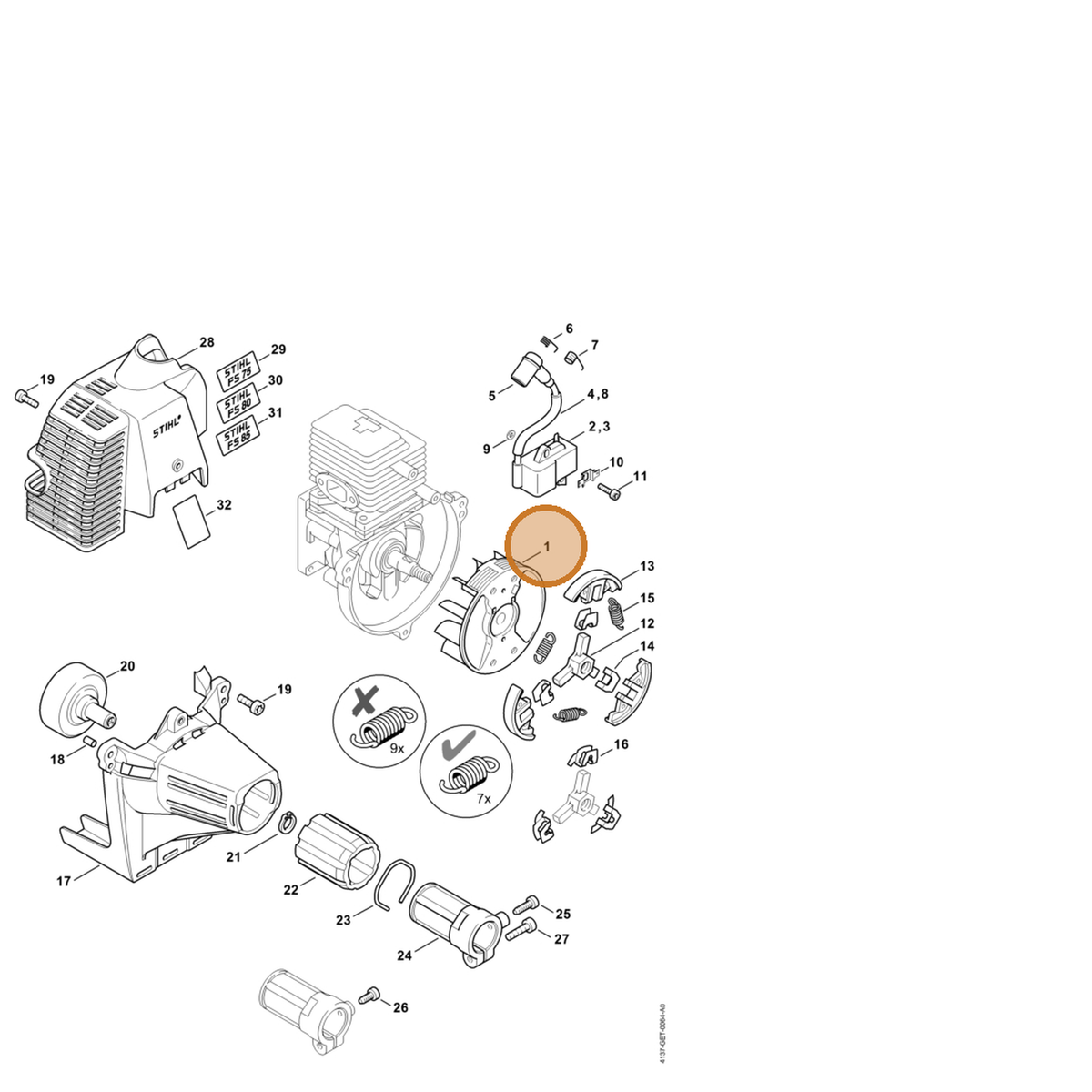 STIHL part 4137-400-1200 — IPL diagram snippet (6x zoom, amber highlight)