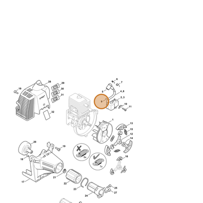 STIHL part 4137-404-9300 — IPL diagram snippet (6x zoom, amber highlight)