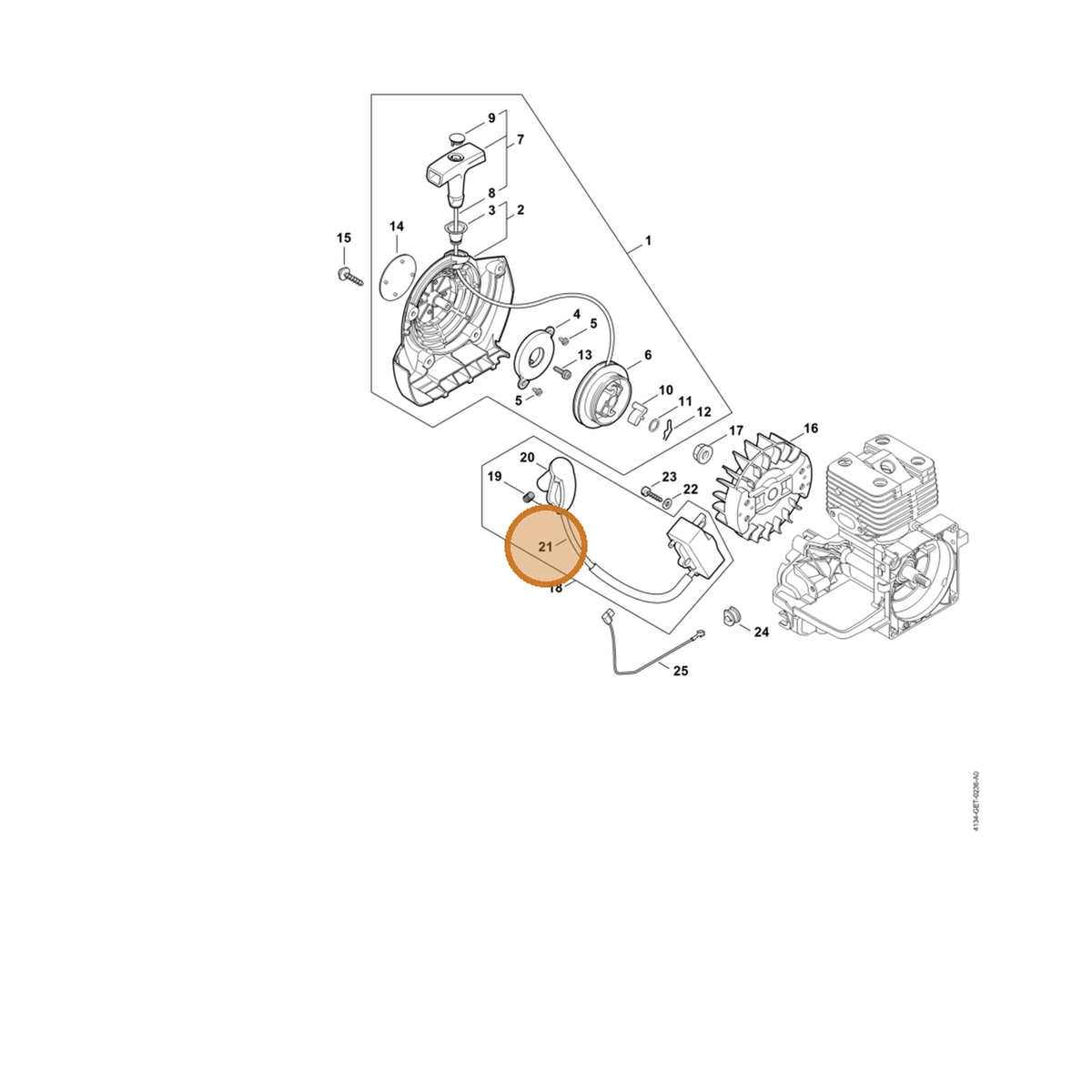 STIHL part 4137-442-0400 — IPL diagram snippet (6x zoom, amber highlight)