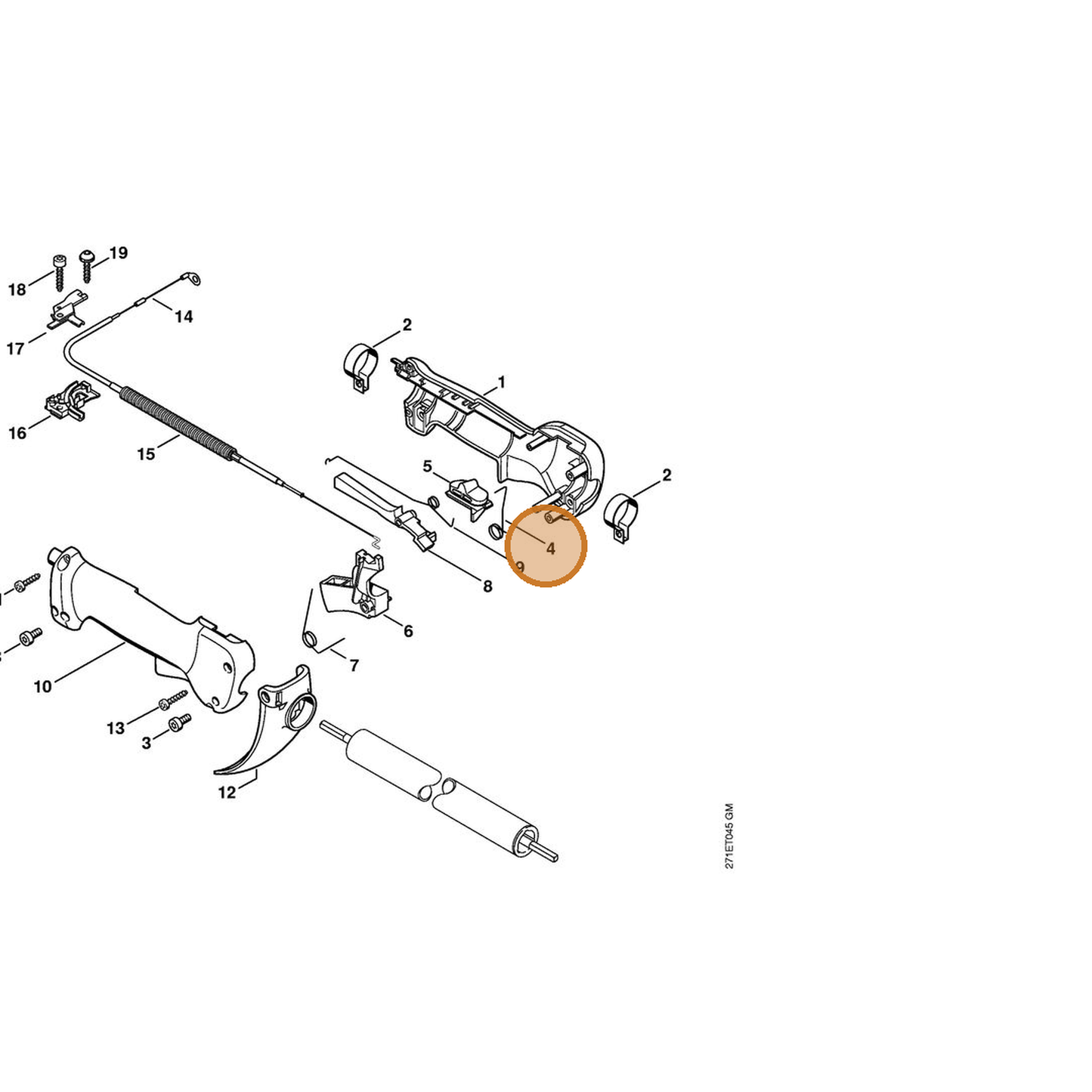STIHL part 4137-442-1600 — IPL diagram snippet (6x zoom, amber highlight)