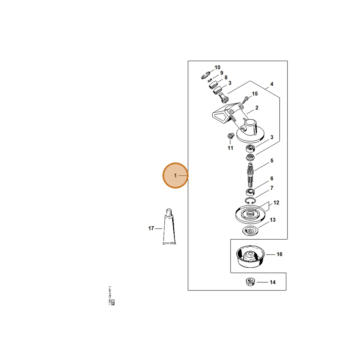 STIHL part 4137-640-0100 — IPL diagram snippet (6x zoom, amber highlight)