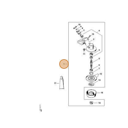 STIHL part 4137-640-0100 — IPL diagram snippet (6x zoom, amber highlight)