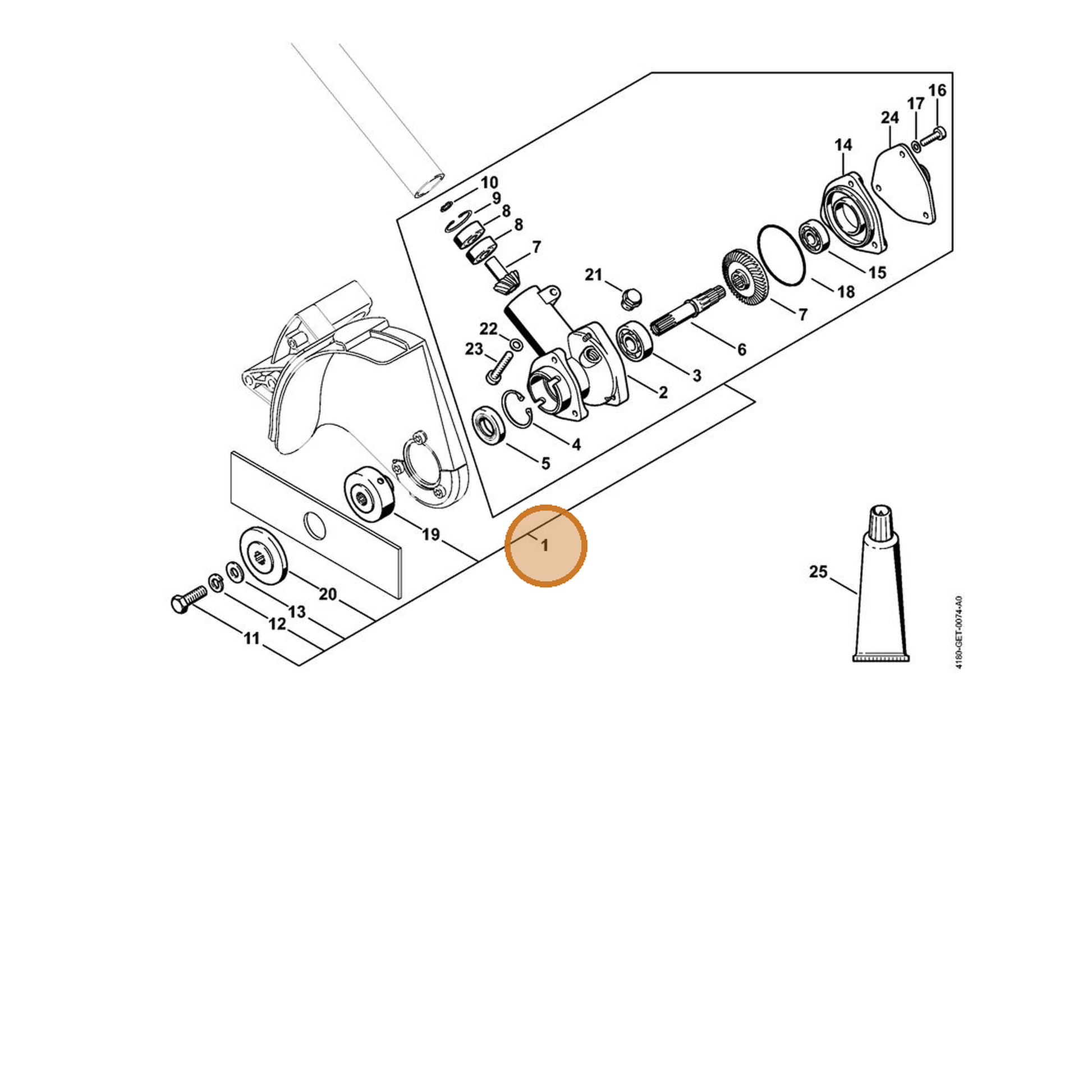STIHL part 4137-640-0112 — IPL diagram snippet (6x zoom, amber highlight)