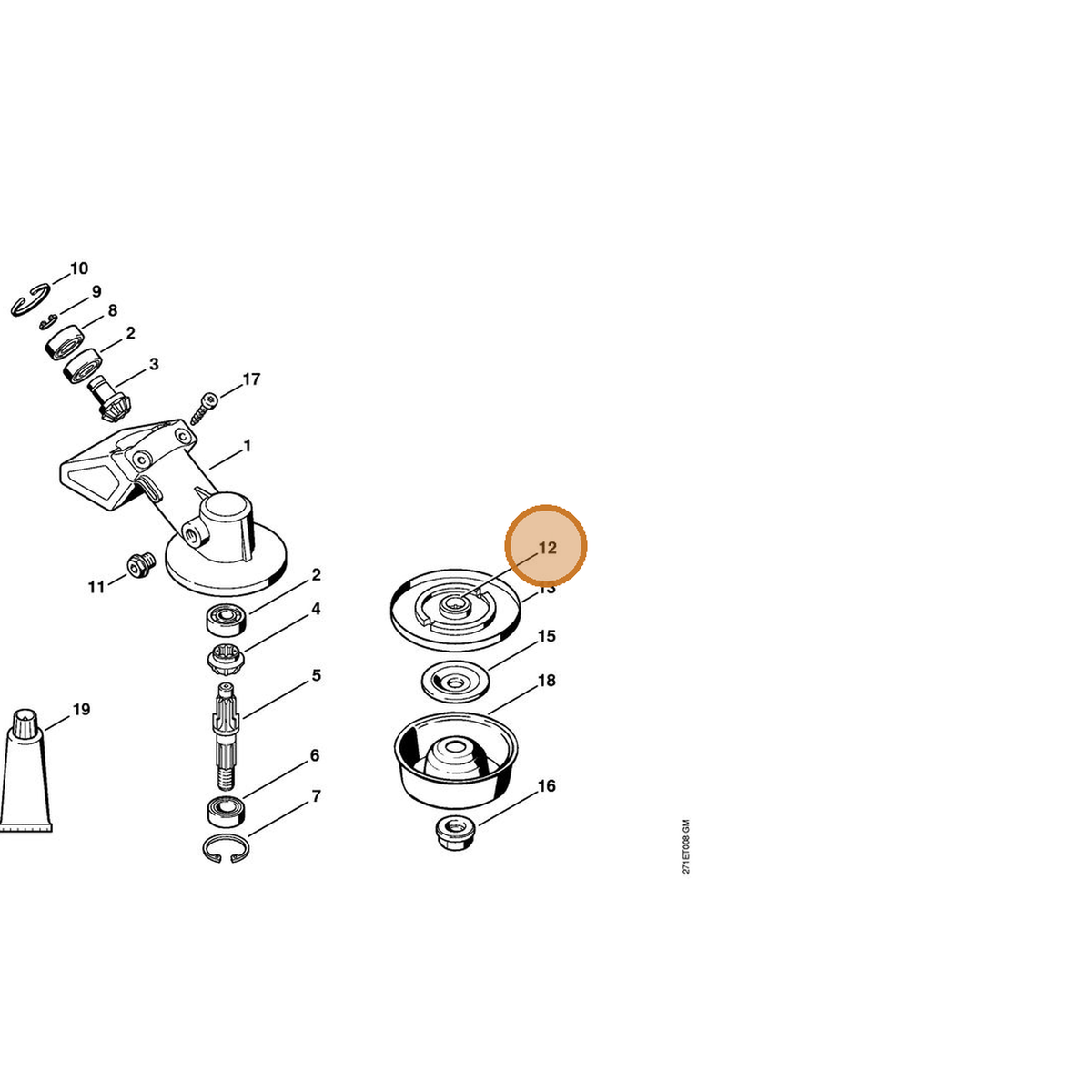 STIHL part 4137-710-3800 — IPL diagram snippet (6x zoom, amber highlight)