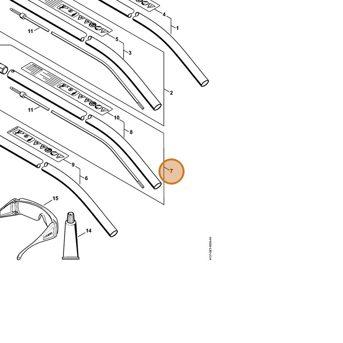 STIHL part 4137-710-7124 — IPL diagram snippet (6x zoom, amber highlight)