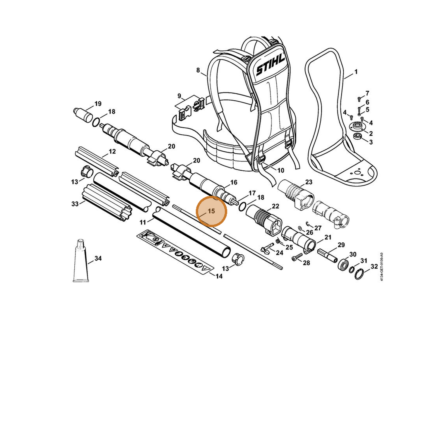 STIHL part 4137-711-3200 — IPL diagram snippet (6x zoom, amber highlight)