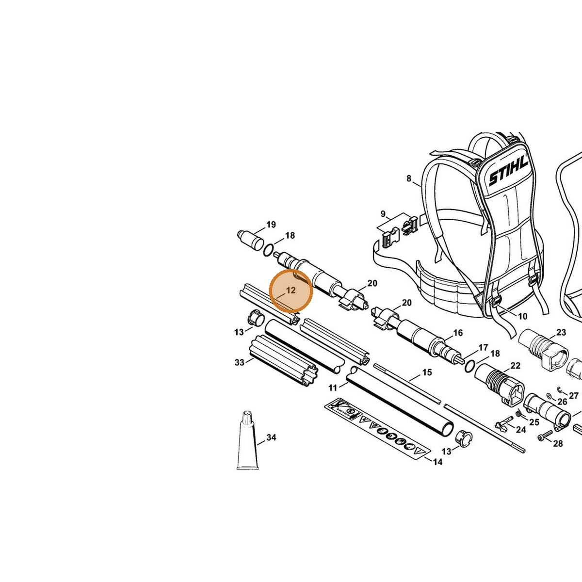 STIHL part 4137-711-7300 — IPL diagram snippet (6x zoom, amber highlight)