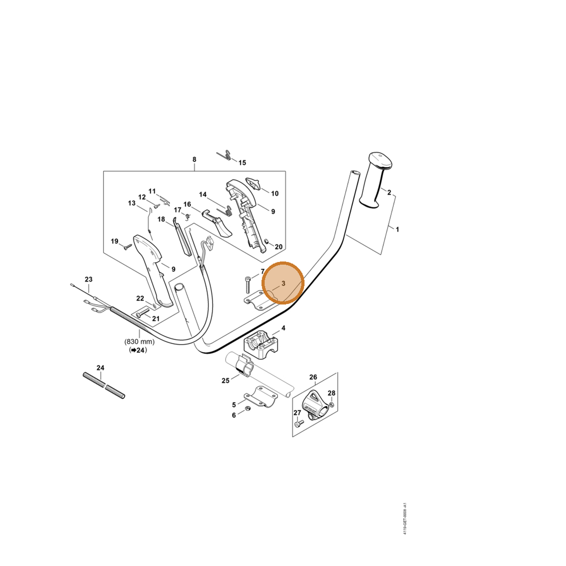 STIHL part 4137-791-0900 — IPL diagram snippet (6x zoom, amber highlight)