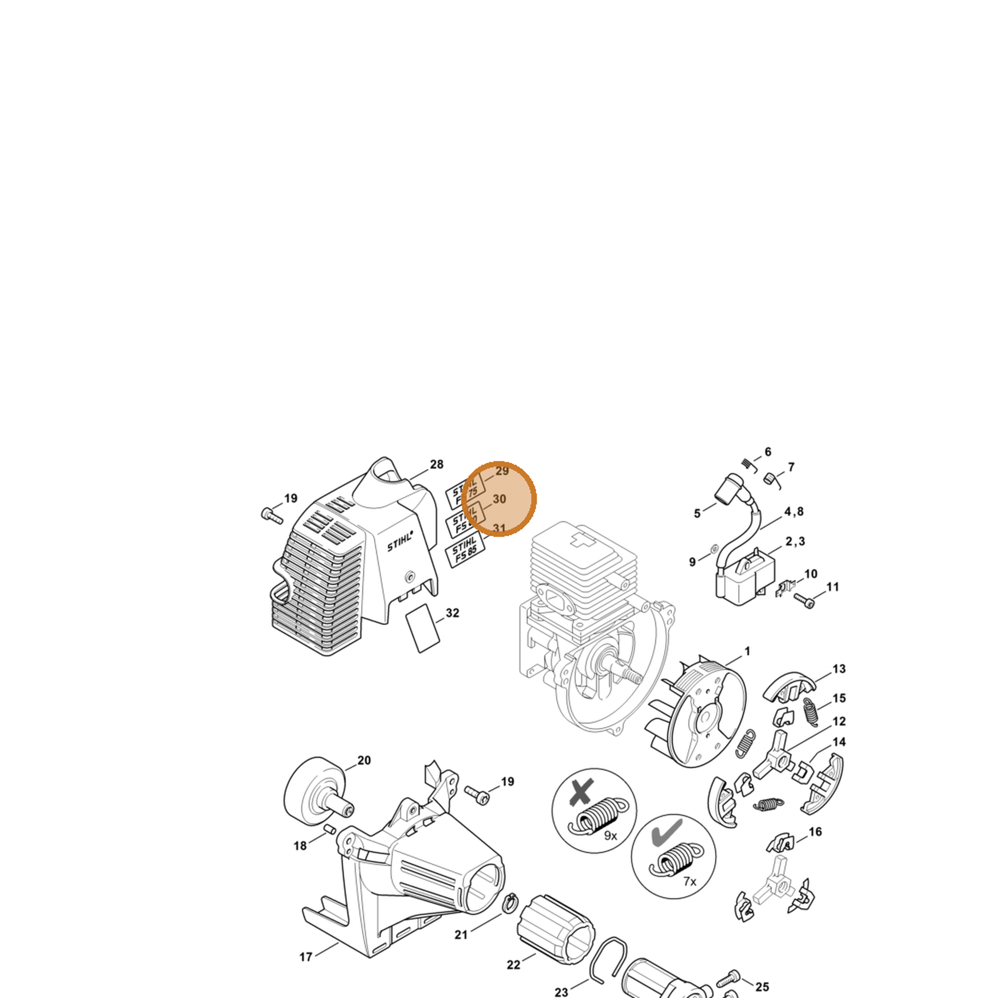 STIHL part 4137-967-1502 — IPL diagram snippet (6x zoom, amber highlight)