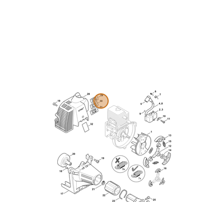 STIHL part 4137-967-1502 — IPL diagram snippet (6x zoom, amber highlight)