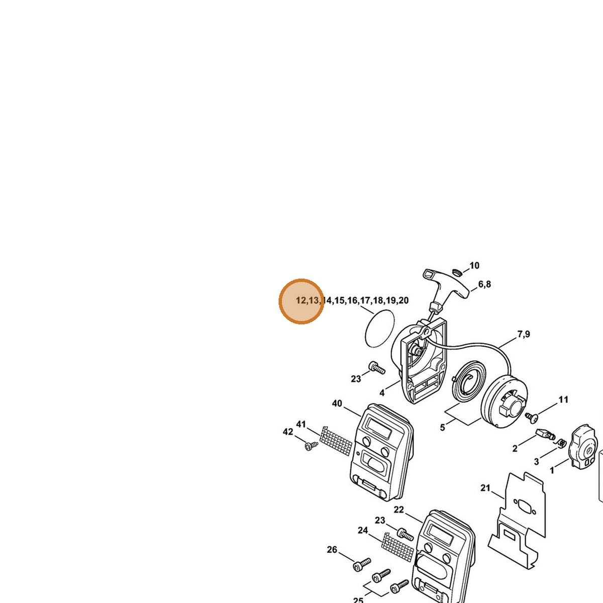 STIHL part 4137-967-1512 — IPL diagram snippet (6x zoom, amber highlight)
