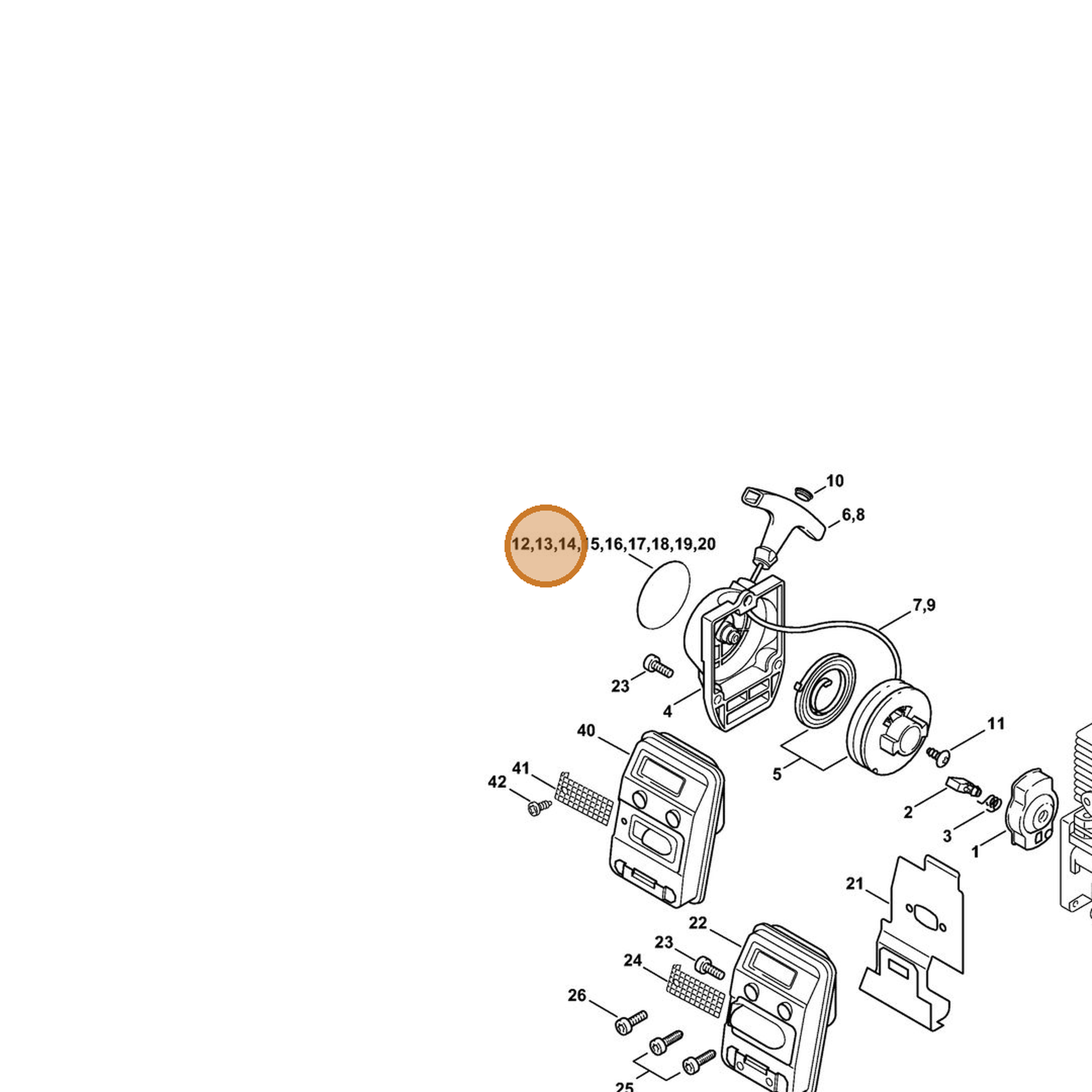 STIHL part 4137-967-1514 — IPL diagram snippet (6x zoom, amber highlight)